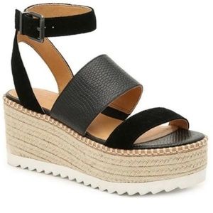 Crown Vintage Platform Black Espadrilles size 7 like new